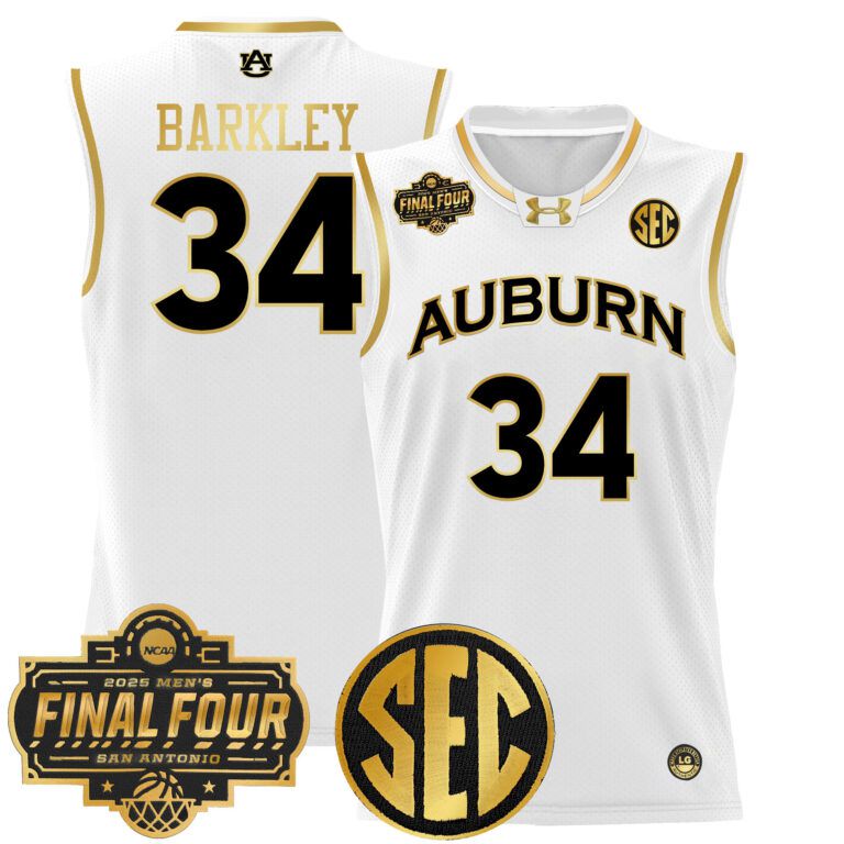 Men Auburn Tigers #34 Barkley white 2025 Final Four Patch Lightweight  NCAA Jersey->ncaa teams->NCAA Jersey